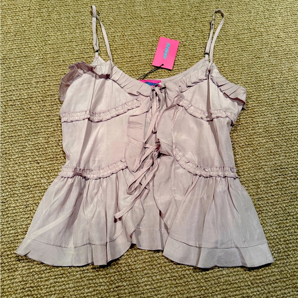 🎀 Edikted - Size S - Juniper Tie Front Ruffled Top 🎀